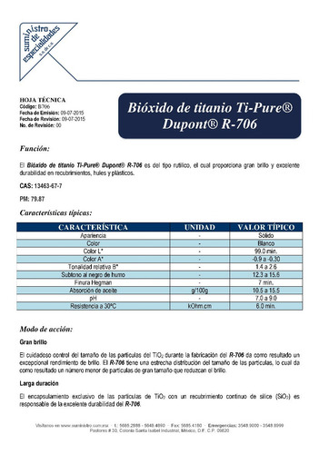 Dióxido De Titanio 25 Kg Chemours Ti-pure R-706 Envio Gratis