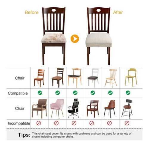 6 Pzs Funda Silla Elástica Cubre Asiento Protectora Comedor