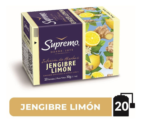 Hierbas Supremo Jengibre Limón 20 Bolsitas