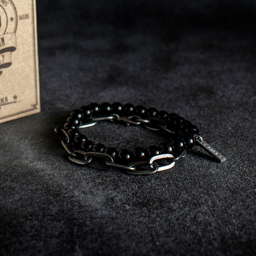 Imagen 2 de 3 de Brazalete Pulseras Hombres 2en1 Pogo Blackchain