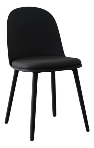 Silla Comedor Vita Nórdica Eames De Diseño Moderno Plástica Color de la estructura de la silla Negro Color del asiento Negro Diseño de la tela Cuero Sintético