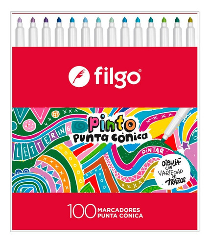 Marcadores Punta Conica Filgo X100 Colores Caja