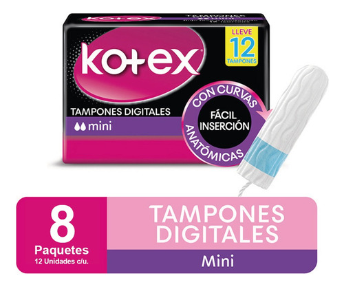 Tampones Digitales Kotex X 12 Unidades Pack X8