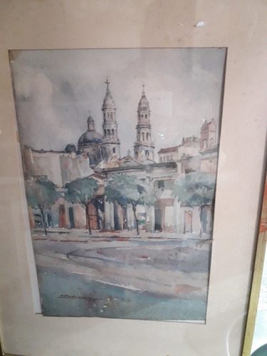 Juan Hohmann Acuarela Cupulas De San Telmo Iglesia 1942 