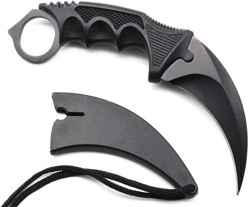 Cuchillo Tactico Hoja Tipo Kerambit Cs - Color Negro - Vaina