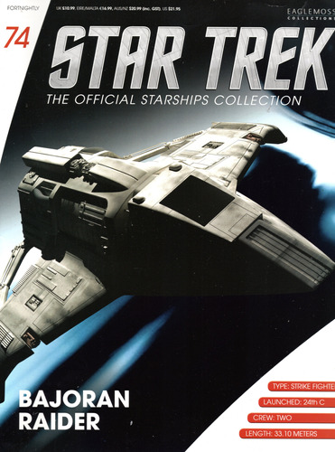 Revista Star Trek N° 74 - Bajoran Raider + Miniatura - 20 Páginas Em Inglês - Editora Eaglemoss - Formato 22 X 28,5 - Capa Mole - 2016 - Bonellihq Abr24