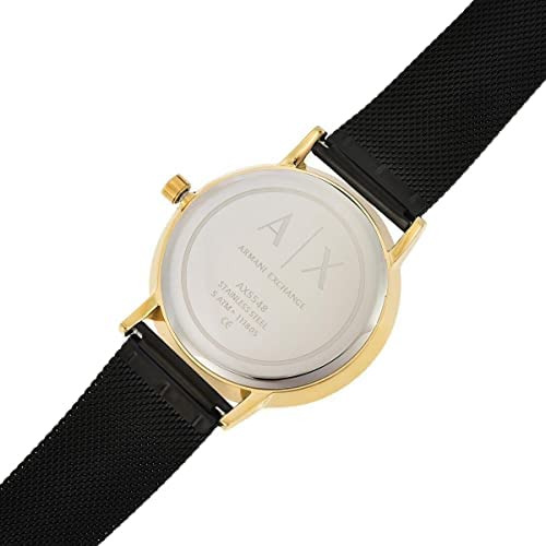 Ax Armani Exchange Reloj Negro Con Correa De Malla De Acero