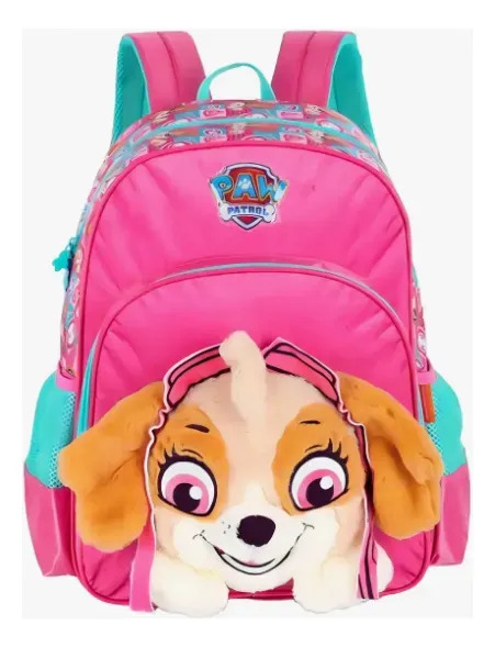 Mochila Escolar Pelucia Fofa Patrulha Canina Is42011pa Azul Rosa Skye