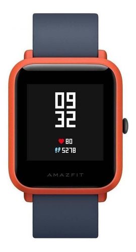 Smartwatch Amazfit Basic Bip S 1.28" caja de  policarbonato  red orange, malla  azul de  silicona A1821