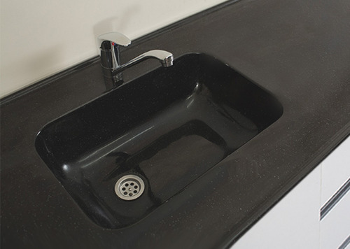 Mesada Marmol Sintetico 160x60 C/ Bacha Negro Durafort