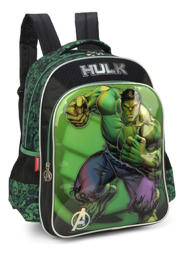 Mochila Escolar Incrível Hulk Herois Marvel Costas Grande