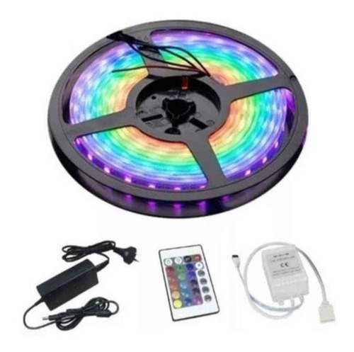 Cinta Tira Led Rgb 5mts Exterior Con Control Y Transformador