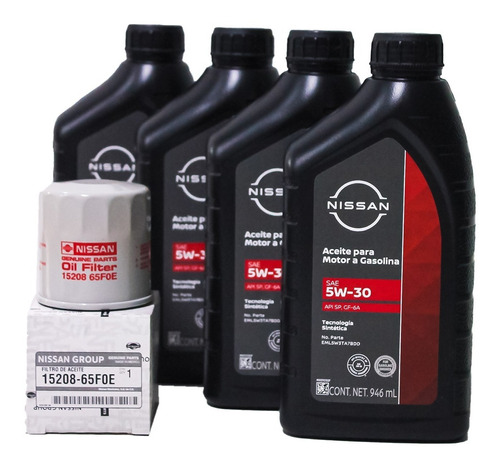 Aceite Sintético 5w30 Nissan Paquete De 4 Con Filtro Aceite