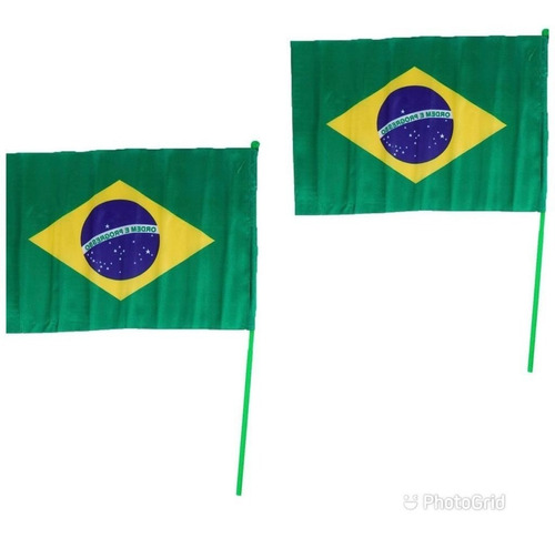 Bandeira Brasil Haste 30x20 Cm Verde Amarelo Cbf Torcida