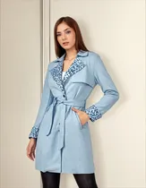 Comprar Gabardina Animal Print Mujer Color Celeste