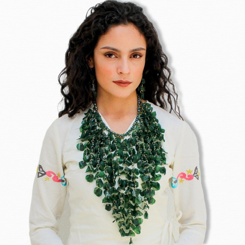 Tiskani - Collar Bonito De Escama De Pescado Artesanal Color Verde Oscuro
