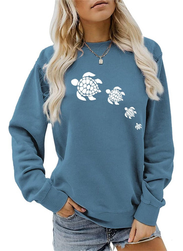 Sudadera Estampado Tortuga Marina Para Mujer Linda Camisa