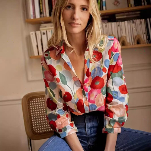 Blusa De Verano Con Solapa Y Botones De Talla Grande