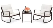 Comprar Set Patio & Jardín De Mimbre Negro 3 Piezas Sillas Mecedoras