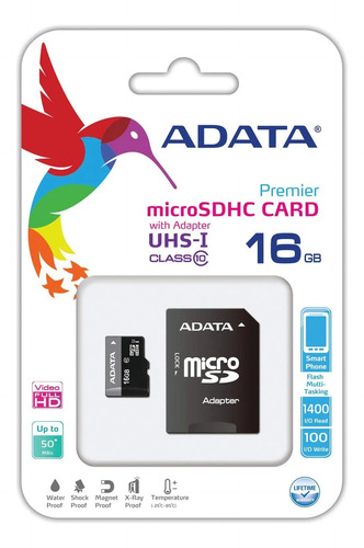 Memoria Flash Adata 16gb Microsdhc Uhs-i Clase 10 +adaptador