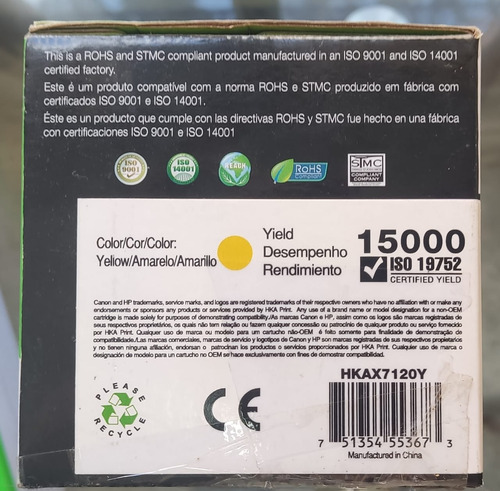 Xerox 7120-7125 Cartucho De Toner - Amarillo - 15000 Copias