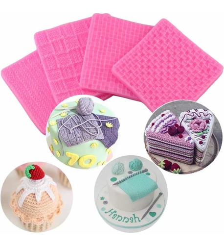 Molde Silicona Texturas Tejido Ropa Fondant Repostería 