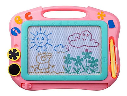 Imagen 1 de 7 de Tabla De Dibujo Magnética Para Niños, Tamaño De Viaje Rosa