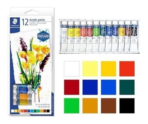 Pintura Acrilica Staedtler En Pomo Caja X 12 Colores