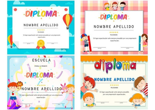 25 Plantillas Diplomas 8x10 Infantiles Psd Editables