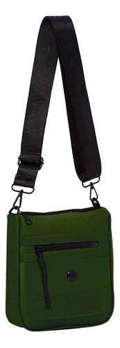 Bandolera Amayra Street Dos Divisiones Con Bolsillo Frontal Color Verde Militar