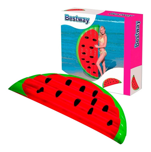 Imagen 3 de 10 de Colchoneta Inflable Pileta Media Sandia Fruta Bestway 43159