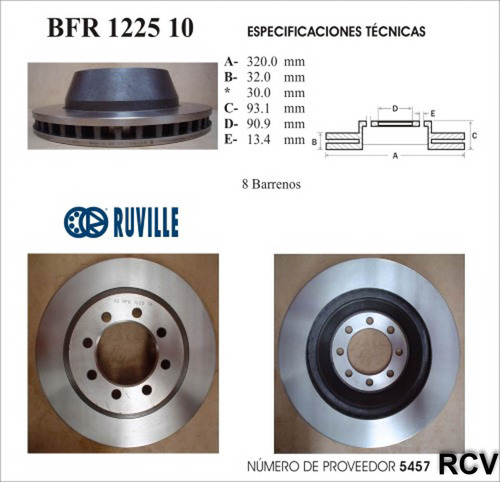 Disco Frenos Del Para Ford E350 Econoline Club Wagon 1994