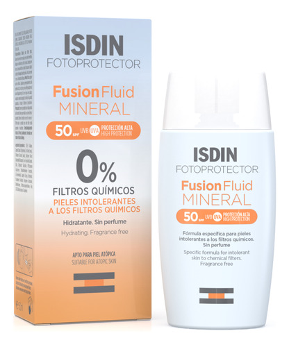 Isdin Fotoprotector Fusión Fluid Mineral 0% Químicos Spf50+