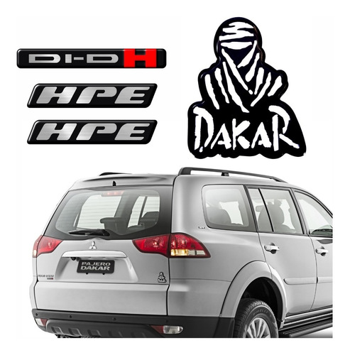 Kit Adesivos Emblemas Mitsubishi Pajero Dakar Hpe Di-dh 2014