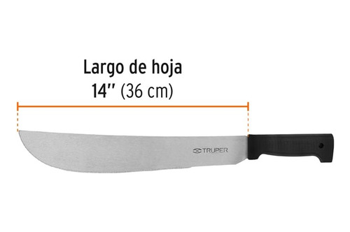 Machete Estándar 16 Cacha Negra Inyectada, Truper. 15864