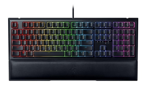 Teclado gamer Razer Ornata V2 QWERTY Mecha-Membrane inglés US color negro con luz RGB