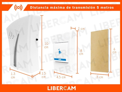 Imagen 4 de 10 de Timbre Inalambrico A Pilas Con Sonido. Sin Luz, Sin Cables