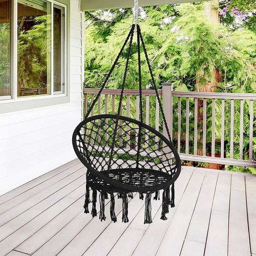 Aleissi Silla Colgante Macrame Interior Y Exterior Hogar Color Negro