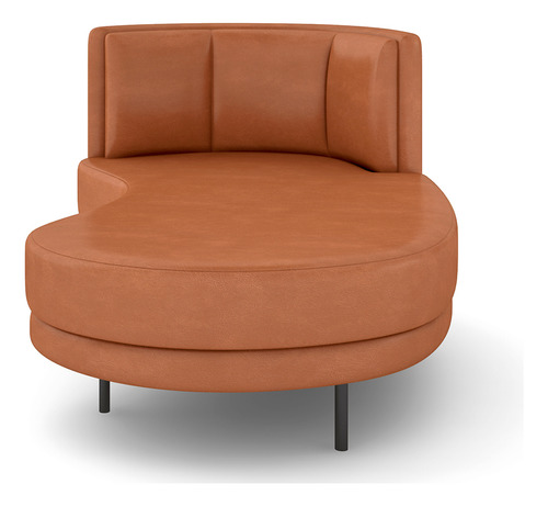 Sofá Chaise Longue Sala de Estar Living Lucca Direito D02 Couríssimo Camel B-14