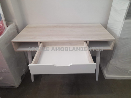 Imagen 3 de 6 de Escritorio Nórdico Escandinavo Patas Cajon Estantes