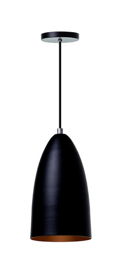 Kit 3 Pendente Bala M Preto Com Cobre Alumínio Decoração 127/220V