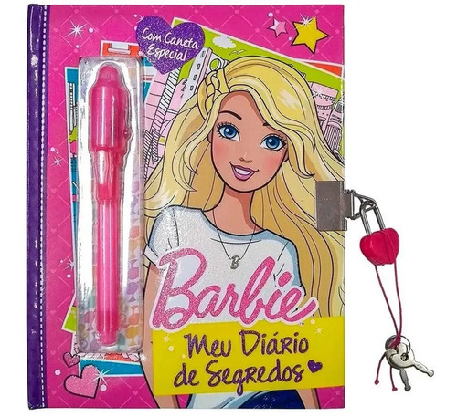 Imagem 1 de 5 de Meu Diário De Segredos Da Barbie C/ Caneta Mágica E Cadeado