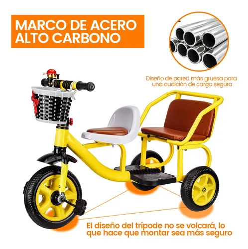 Triciclo Bicicleta Carriola Doble Para Ni os Con Pedales