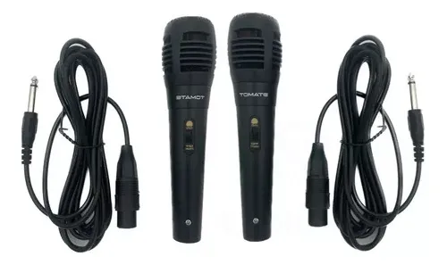 comprar Kit 2 Microfones Karaokê E Caixa De Som Com Fio De 3m