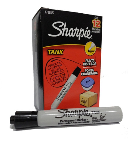 Marcador Permanente Sharpie Tank Punta Gruesa X 12 Unds