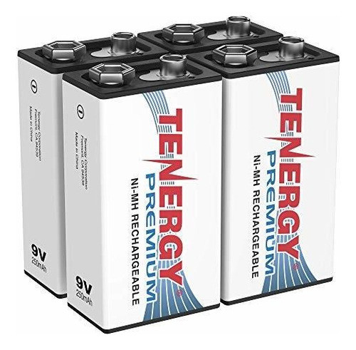 4 Piezas De Baterías Recargables Nimh Tenergy Premium 9v 20