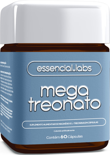 MEGA TREONATO 500mg - MAGNÉSIO com Fórmula desenvolvida para a Memória e Cognição - 60 Cápsulas