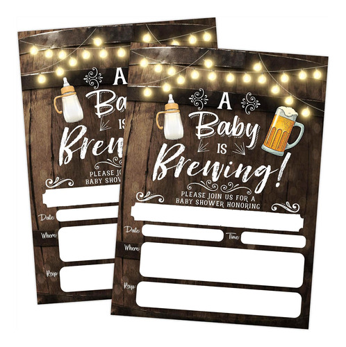 A Baby Is Brewing - Invitacin Para Baby Shower, Cerveza Y Bi