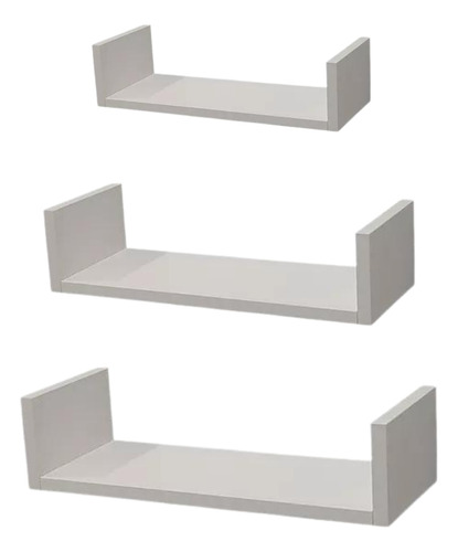 Kit 3 Prateleiras Gamer U Livros Decoração 40/30/20 Mdf Branco