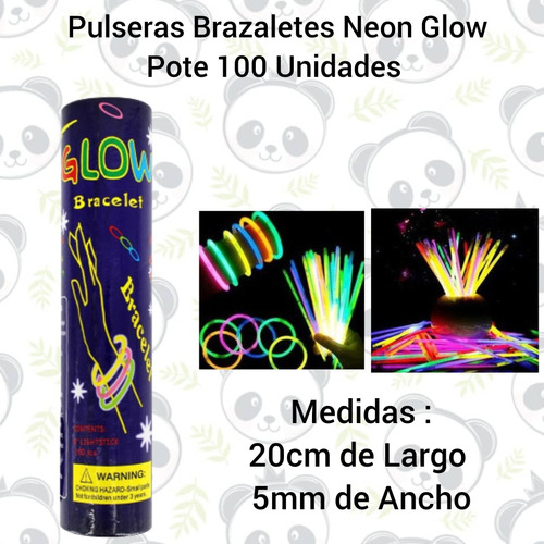 Pulseras Brazaletes Neon Glow Para Fiestas Tubo 100 Unidades